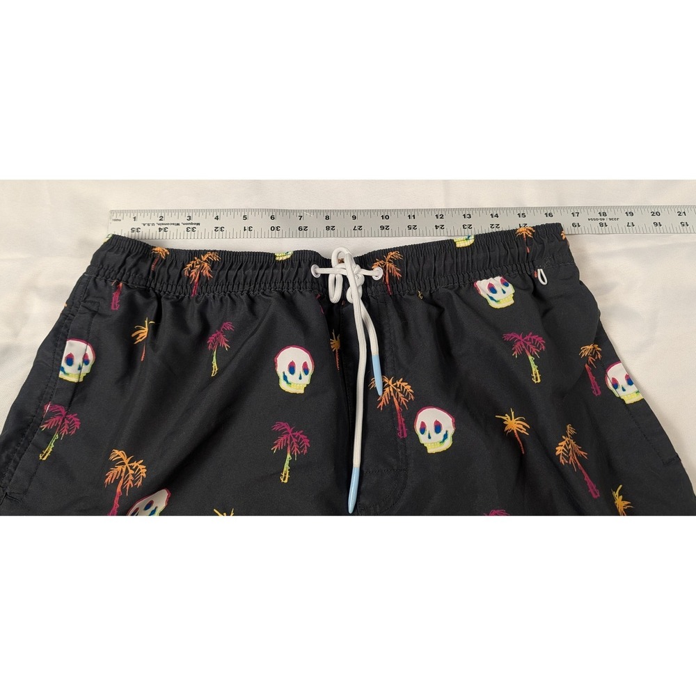American Eagle Mens Swim Trunks Skull Palm Tree Graphic Print Board Shorts Black - Picture 5 of 12